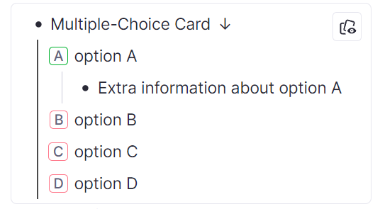 示例文本导入 RemNote 后的样子。一个多项选择记忆卡片。
