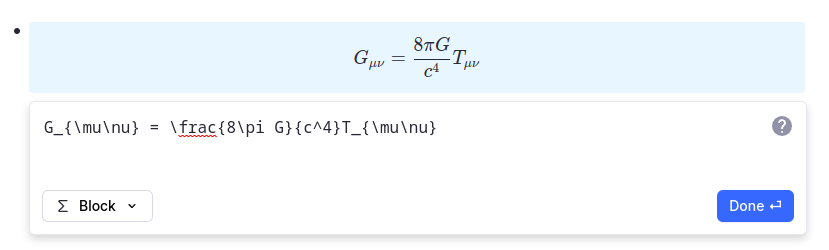 RemNote 中的 LaTeX 公式示例