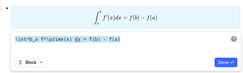 RemNote 中的 LaTeX 公式示例