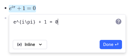 RemNote 中的 LaTeX 公式示例